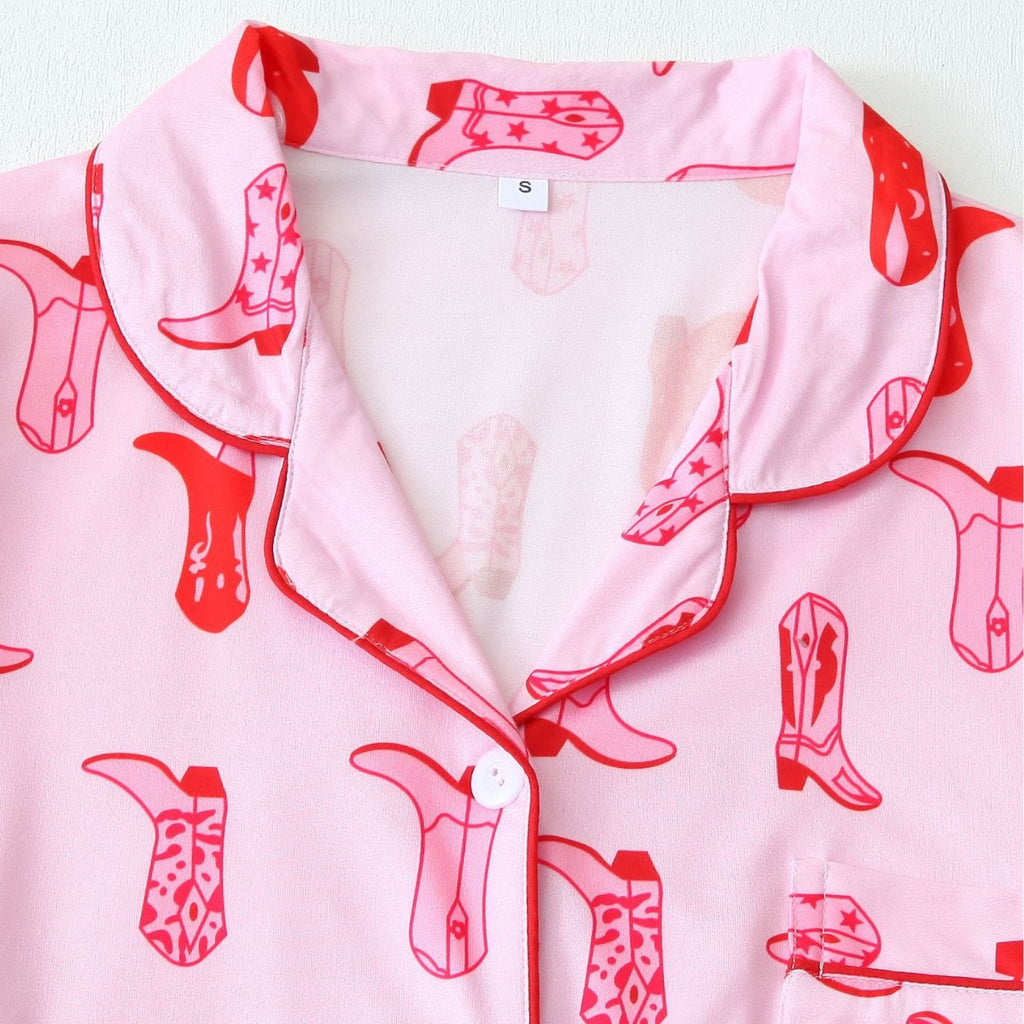 Western Cowboy High Heel Shoes Short Sleeve Shorts Pajamas Loungewear