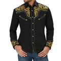 New Men's Fashion Embroidered Shirt Western American Style Pattern Embroidered Loose Sleeve Shirt