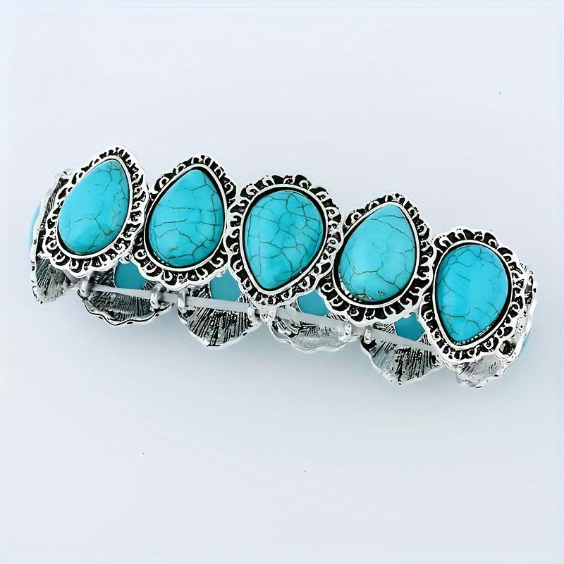 Vintage Jewelry European And American Style Teardrop Elastic Cord Heart-Pattern Turquoise
