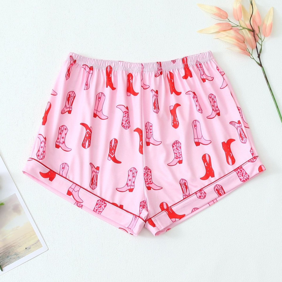 Western Cowboy High Heel Shoes Short Sleeve Shorts Pajamas Loungewear