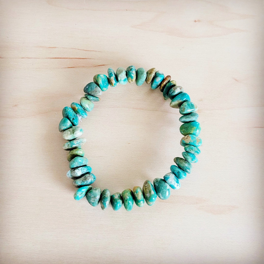 Chunky Genuine Natural Turquoise Beaded Bracelet 802b