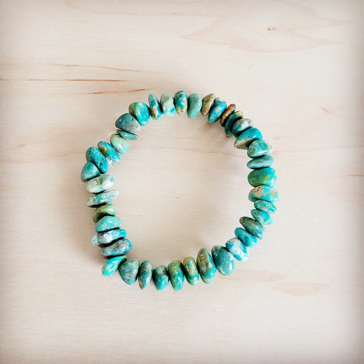 Chunky Genuine Natural Turquoise Beaded Bracelet 802b