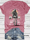 Western denim printed t-shirt short sleeved