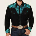 New Men's Fashionable Printed Shirt Western American Style Printed Loose Sleeved Shirt