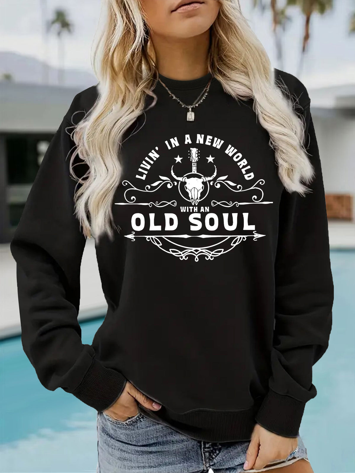 Western Country Music Pattern Printed Hoodie