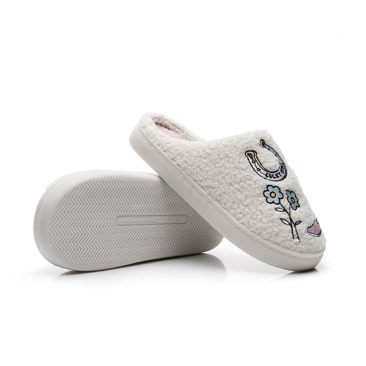 Western denim cotton slippers for women hairy slippers