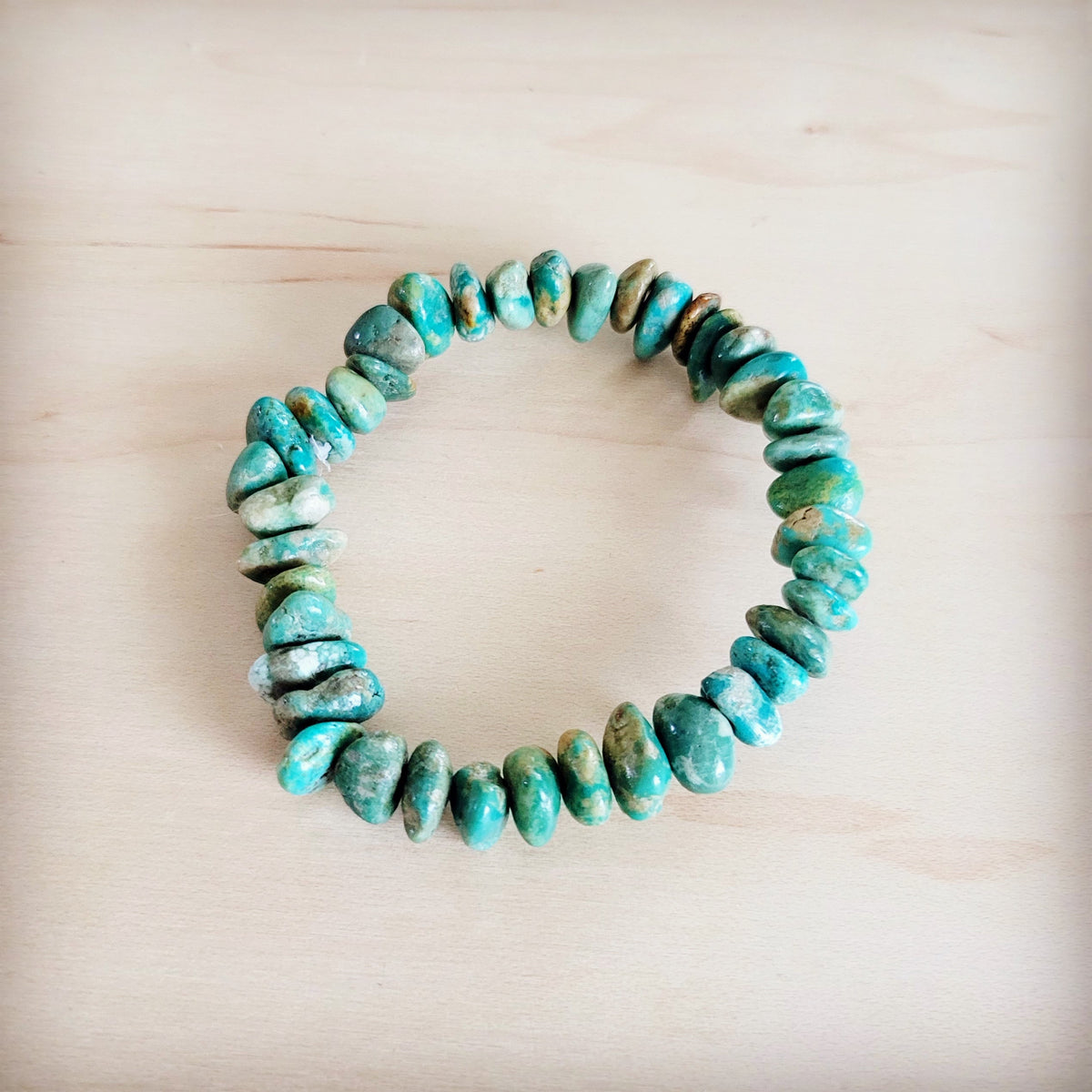 Chunky Genuine Natural Turquoise Beaded Bracelet 802b