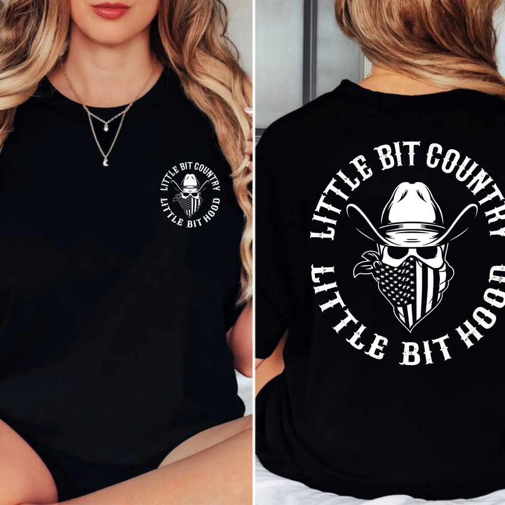 "Little Bit Country, Little Bit Hood" T-Shirt – Black Short Sleeve Tee