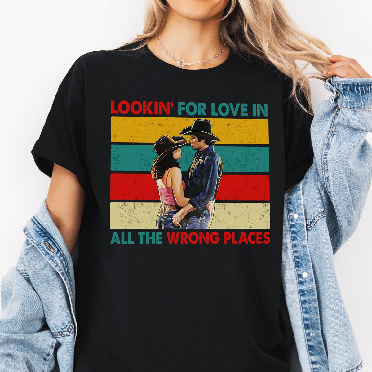 Lookin’ for Love T-Shirt – Vintage Western Romance Tee, Urban Cowboy-Inspired Shirt for Men & Women