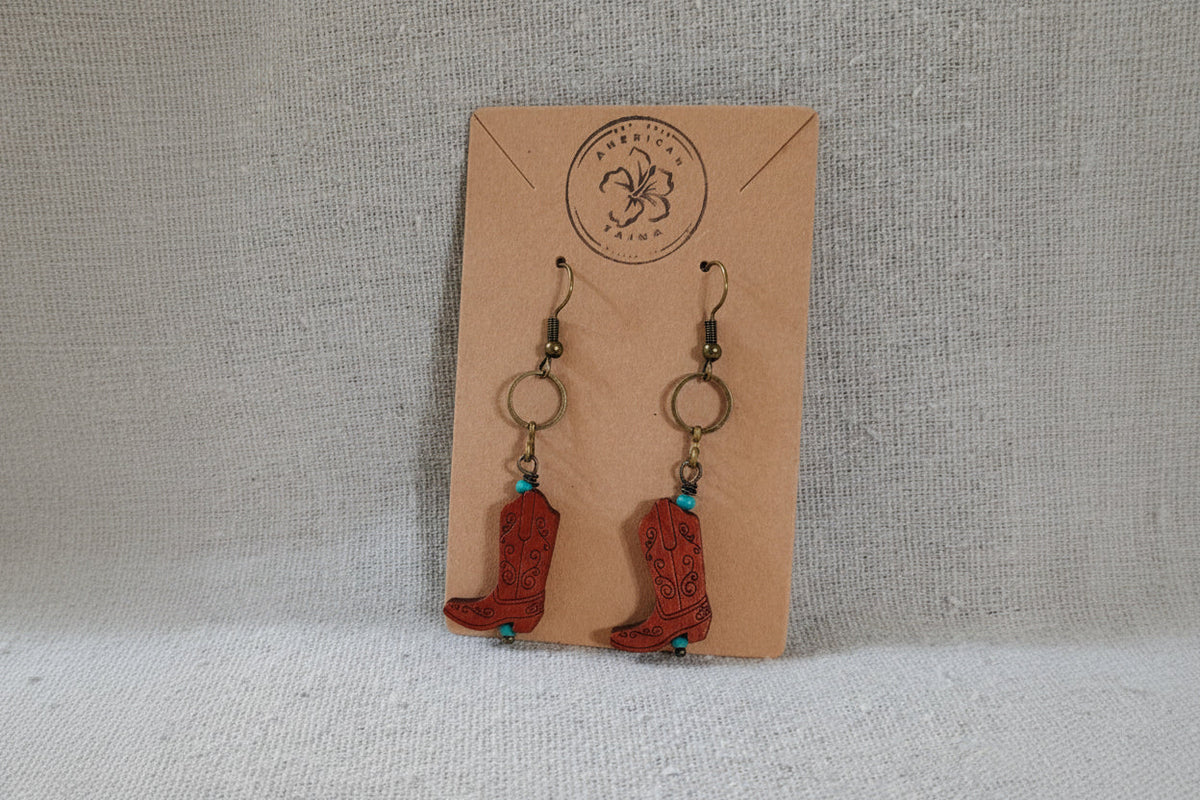 Turquoise Cowboy Boot Earrings - Handmade Western Jewelry