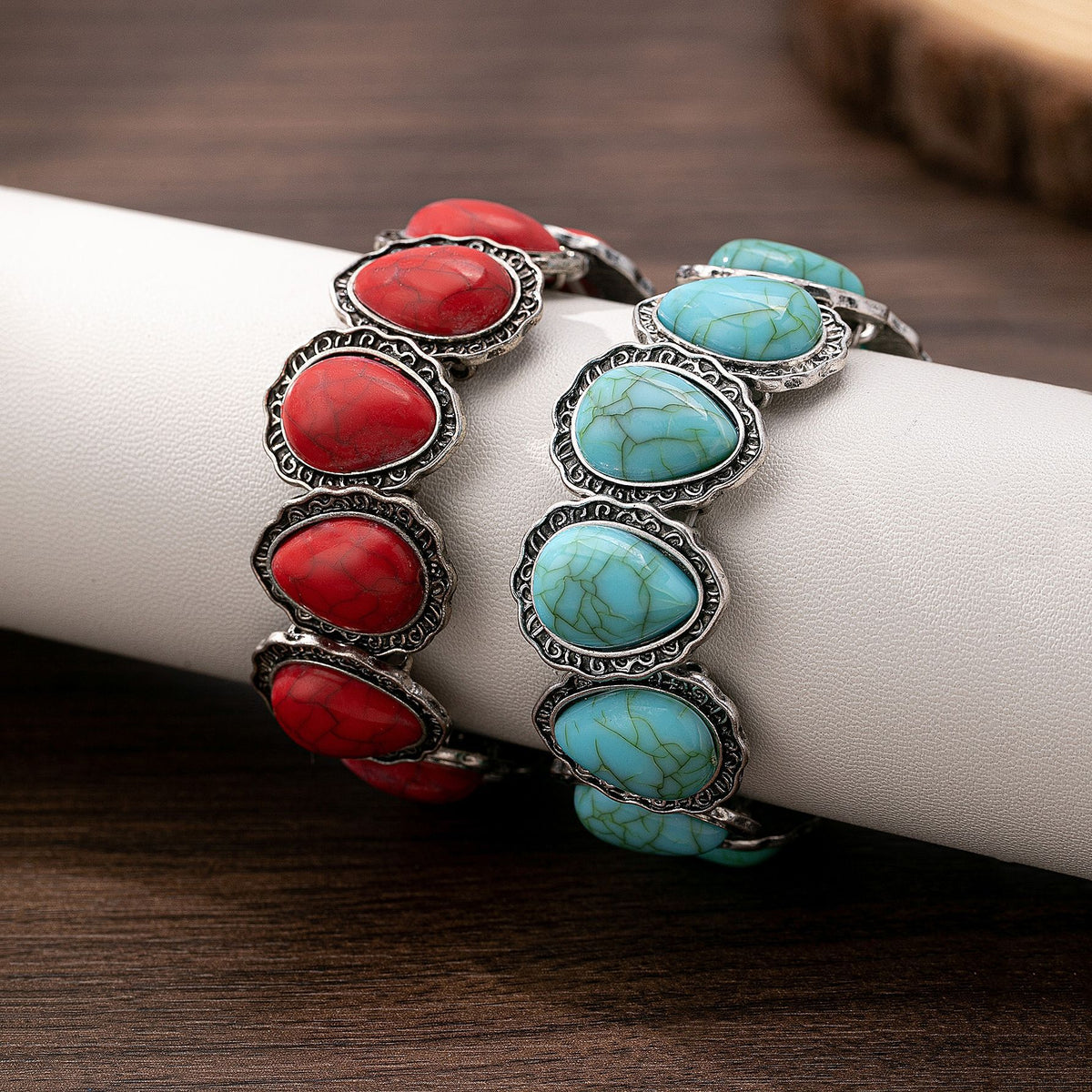 Vintage Jewelry European And American Style Teardrop Elastic Cord Heart-Pattern Turquoise
