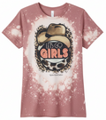 Let's Go Girls Bleached Western Graphic Tee | Hand-Distressed Mauve Bella + Canvas 3001 | Rowdy Rowels Leopard Western Cowgirl T-Shirt